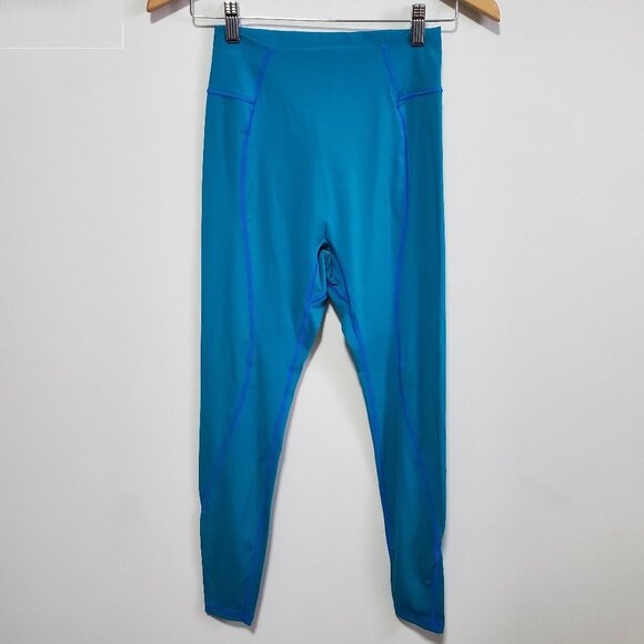 BUFFBUNNY Compression 7/8 Leggings 26" Gym Workout Run Teal Blue Women's Large - Picture 1 of 9